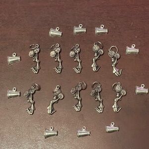20 Silver‎ Charms * Cheerleaders * Cheer Team * Cheer * Megaphone * Pendants